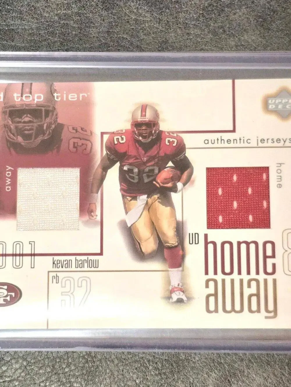 2001 Upper Deck Top Tier Home and Away Jerseys #HAKB Kevan Barlow Football Card